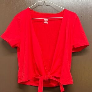 PINK Victoria's Secret Red Tie-Front Tee